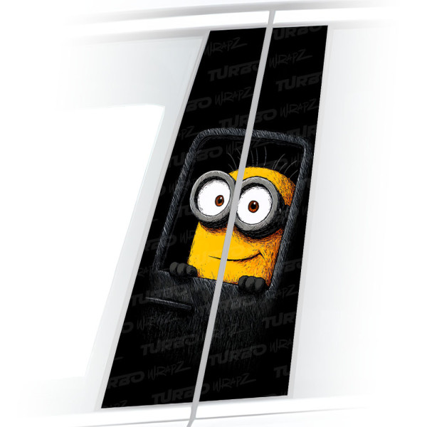 Naklejka na słupek samochodowy Minion Podróżnik  | TurboWrapz.com