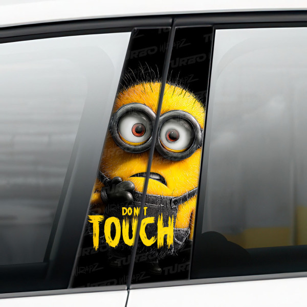 Sticker for car pillar Minion Don't Touch | TurboWrapz.com