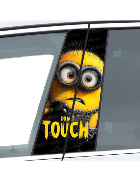 Sticker for car pillar Minion Don't Touch | TurboWrapz.com