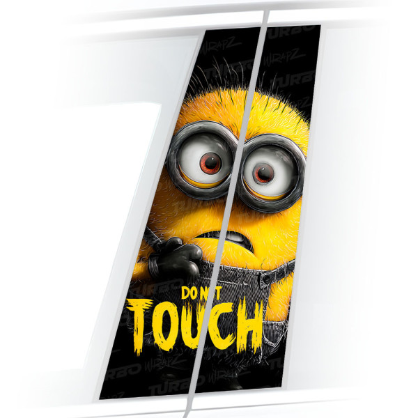 Sticker for car pillar Minion Don't Touch | TurboWrapz.com