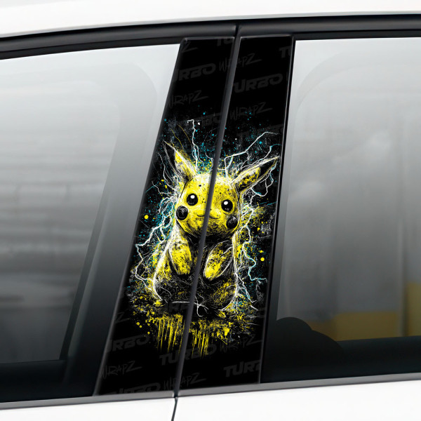 Naklejka na słupek samochodowy Pikachu błyskawice | TurboWrapz.com