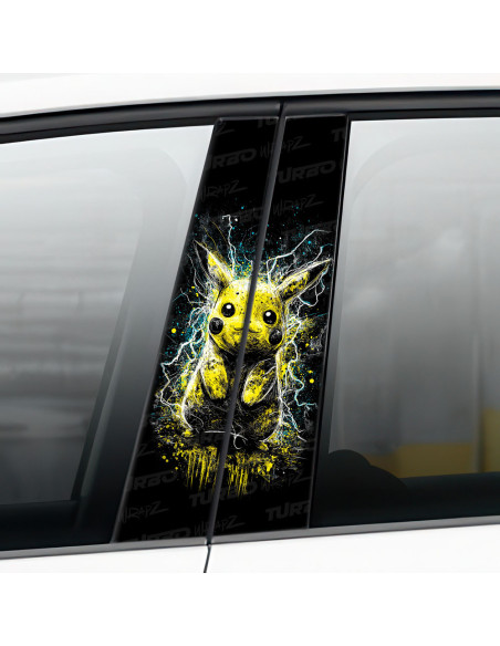 Naklejka na słupek samochodowy Pikachu błyskawice | TurboWrapz.com