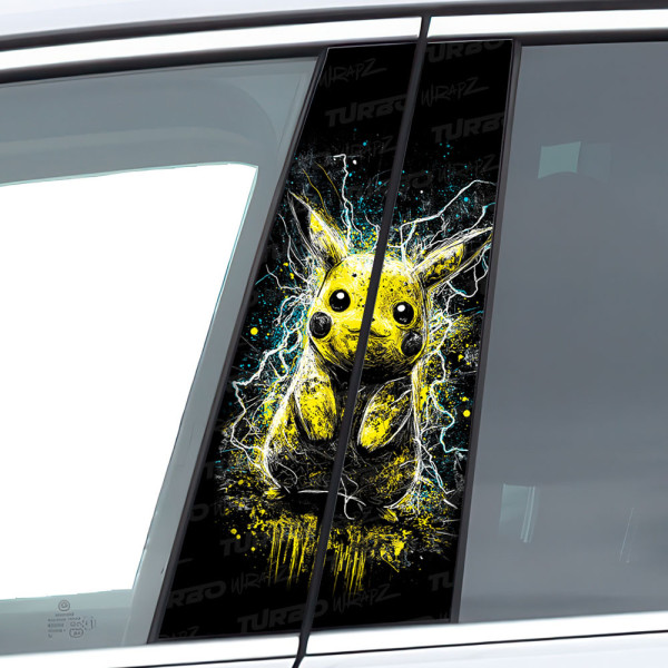 Sticker for car pillar Pikachu błyskawice | TurboWrapz.com