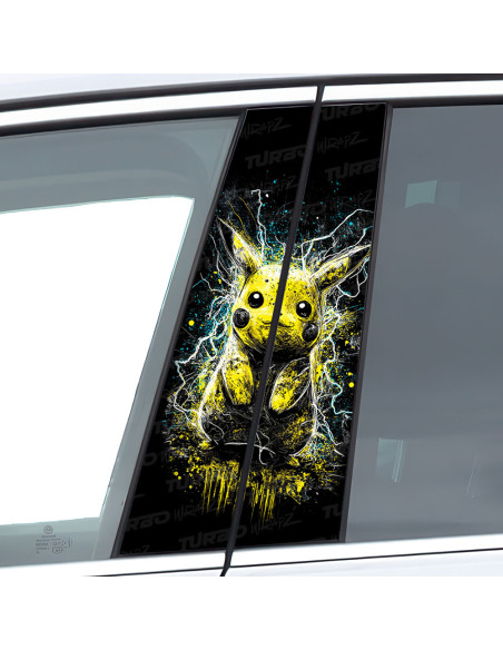 Sticker for car pillar Pikachu błyskawice | TurboWrapz.com