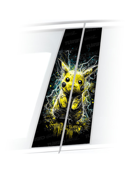 Naklejka na słupek samochodowy Pikachu błyskawice | TurboWrapz.com