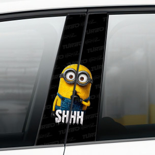 Naklejka na słupek samochodowy Minion Shhh | TurboWrapz.com 2