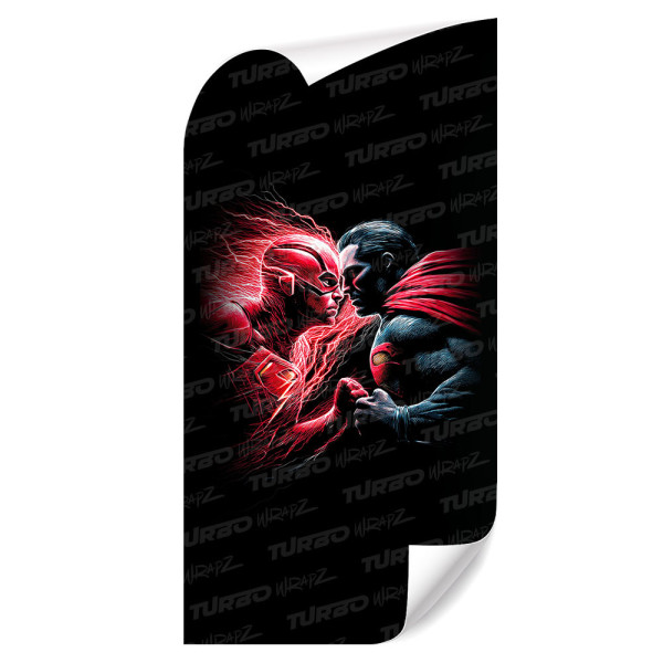 Sticker for car pillar Flash vs Superman | TurboWrapz.com