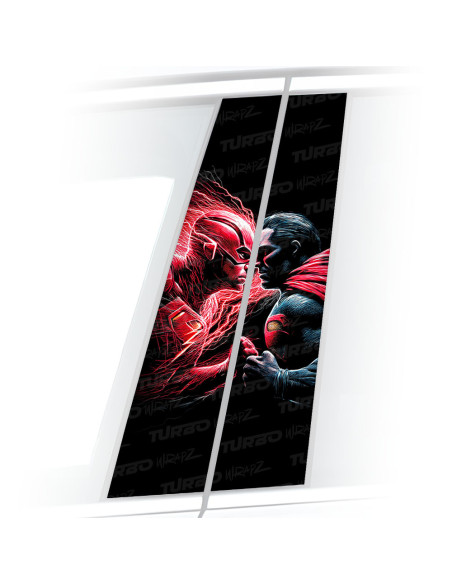 Naklejka na słupek samochodowy Flash vs Superman | TurboWrapz.com