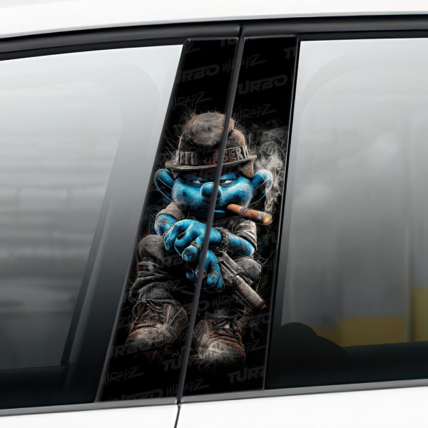Sticker for car pillar Smerf gangster | TurboWrapz.com