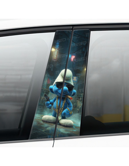 Sticker for car pillar Smerf gangster 2 | TurboWrapz.com