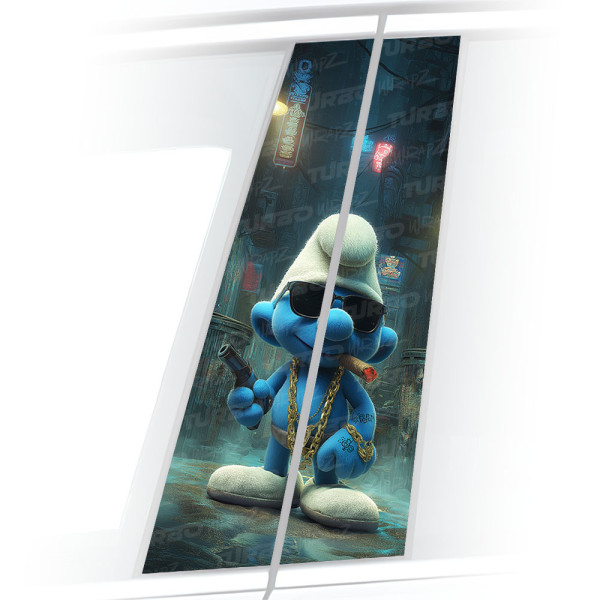 Sticker for car pillar Smerf gangster 2 | TurboWrapz.com