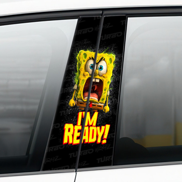 Sticker for car pillar Spongebob I'm ready 2 | TurboWrapz.com