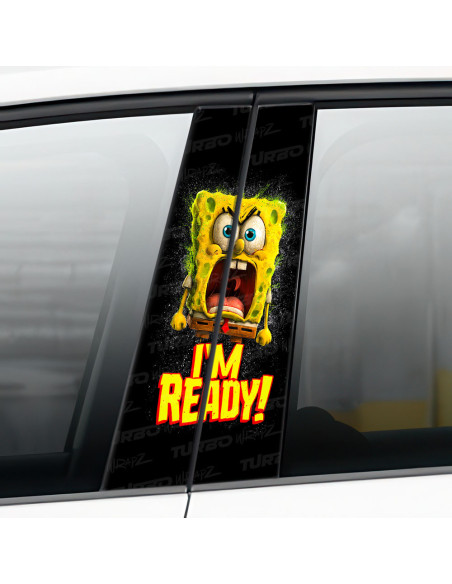 Sticker for car pillar Spongebob I'm ready 2 | TurboWrapz.com