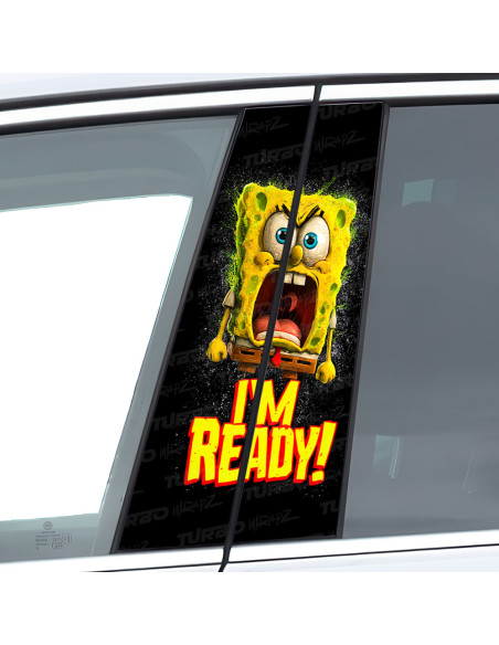 Sticker for car pillar Spongebob I'm ready 2 | TurboWrapz.com
