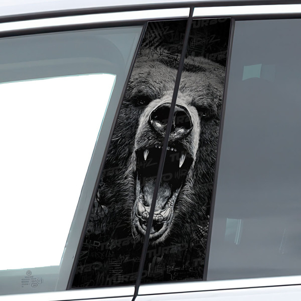 Naklejka na słupek samochodowy Paszcza niedźwiedzia | TurboWrapz.com