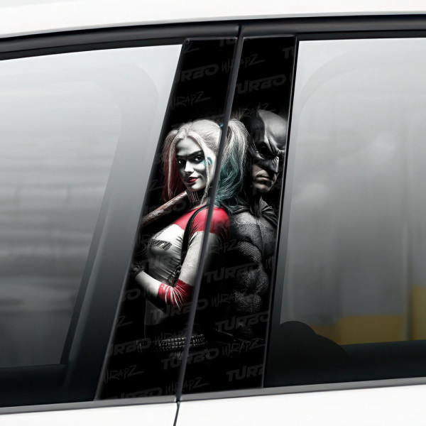 Naklejka na słupek samochodowy Harley Quinn i Batman | TurboWrapz.com