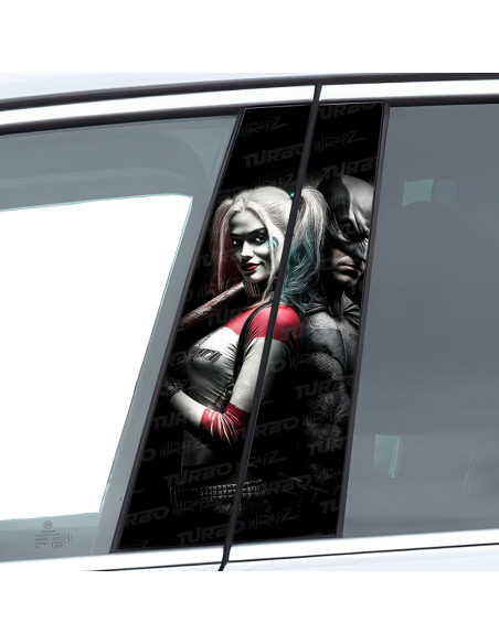Naklejka na słupek samochodowy Harley Quinn i Batman | TurboWrapz.com