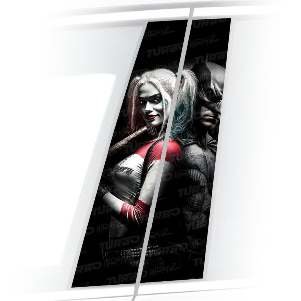 Naklejka na słupek samochodowy Harley Quinn i Batman | TurboWrapz.com