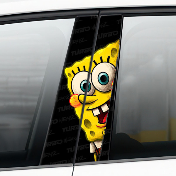 Sticker for car pillar Spongebob look 2 | TurboWrapz.com