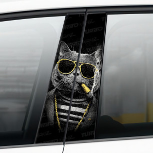 Naklejka na słupek samochodowy Kot Gangster | TurboWrapz.com 2