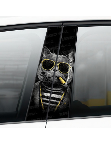 Naklejka na słupek samochodowy Kot Gangster | TurboWrapz.com