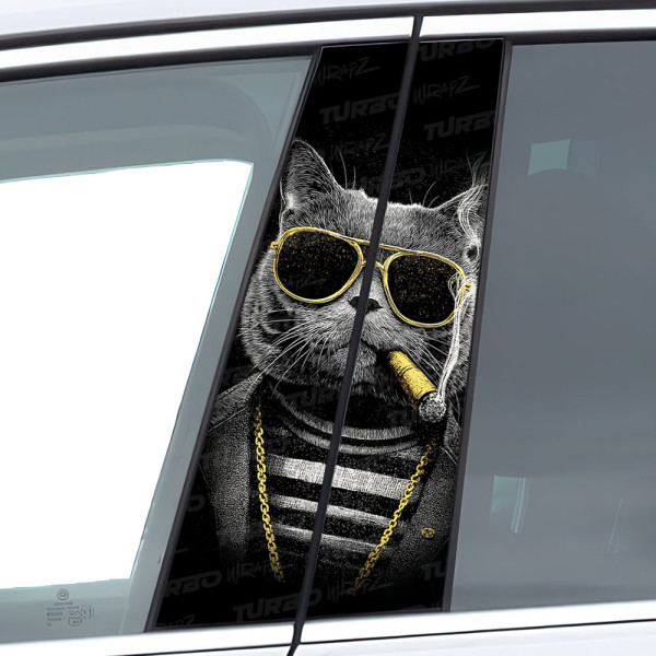Naklejka na słupek samochodowy Kot Gangster | TurboWrapz.com