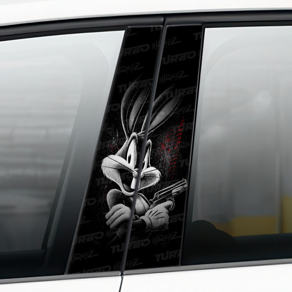 Sticker for car pillar Królik Bugs z rewolwerem | TurboWrapz.com