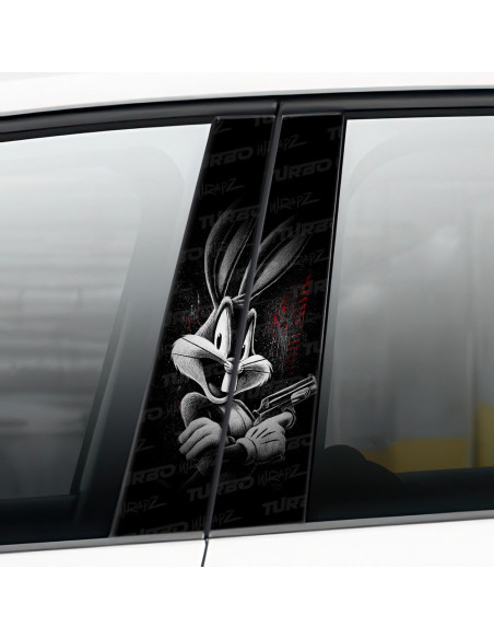 Sticker for car pillar Królik Bugs z rewolwerem | TurboWrapz.com