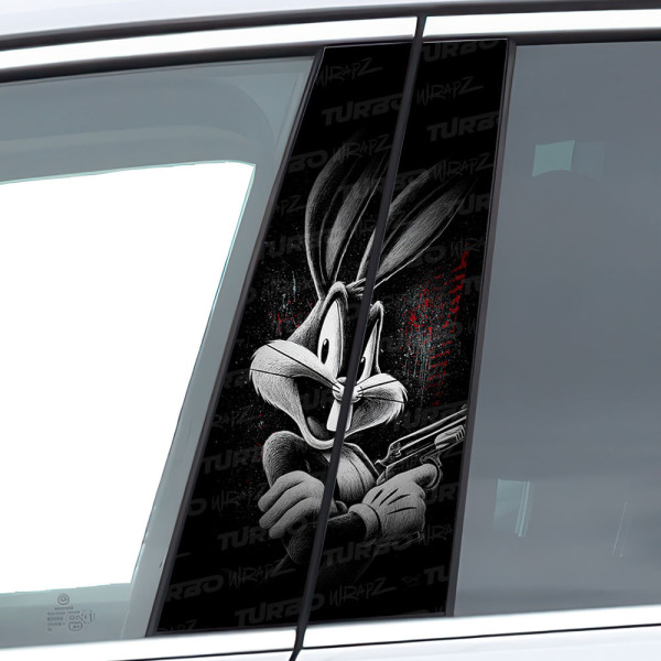 Sticker for car pillar Królik Bugs z rewolwerem | TurboWrapz.com