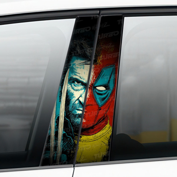 Sticker for car pillar Deadpool vs Wolverine | TurboWrapz.com
