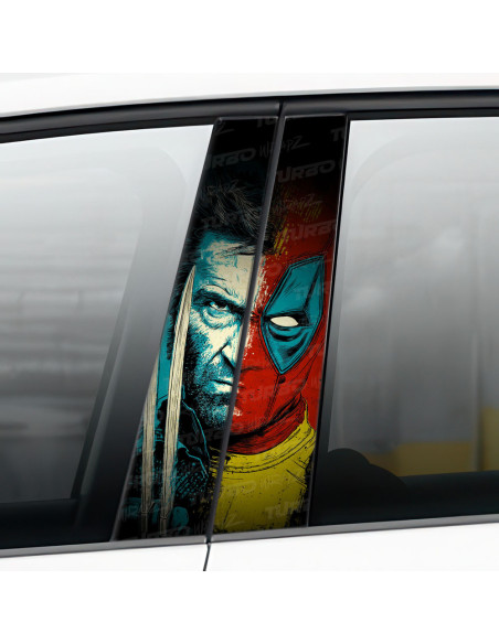 Sticker for car pillar Deadpool vs Wolverine | TurboWrapz.com