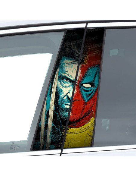 Sticker for car pillar Deadpool vs Wolverine | TurboWrapz.com