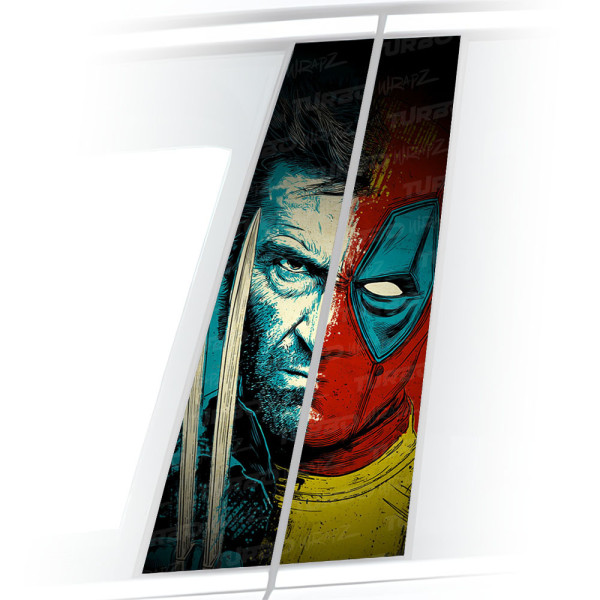 Sticker for car pillar Deadpool vs Wolverine | TurboWrapz.com