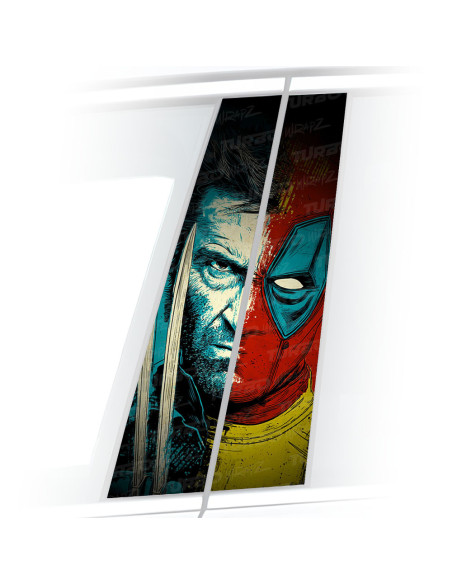 Sticker for car pillar Deadpool vs Wolverine | TurboWrapz.com