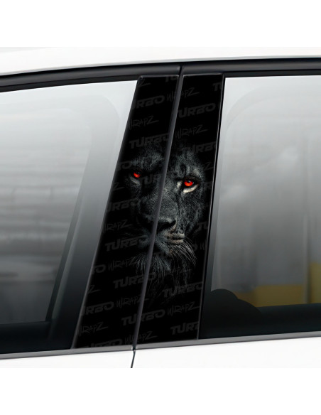 Sticker for car pillar Lew z czerwonymi oczami 2 | TurboWrapz.com
