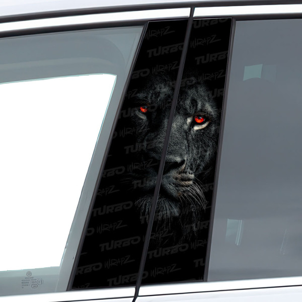 Sticker for car pillar Lew z czerwonymi oczami 2 | TurboWrapz.com