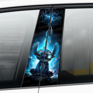 Naklejka na słupek samochodowy Stich z piorunami | TurboWrapz.com 2