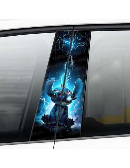 Sticker for car pillar Stich z piorunami | TurboWrapz.com