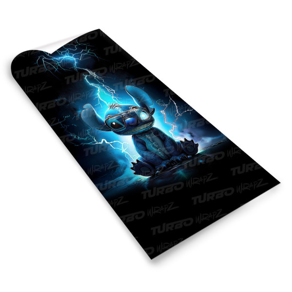 Sticker for car pillar Stich z piorunami | TurboWrapz.com