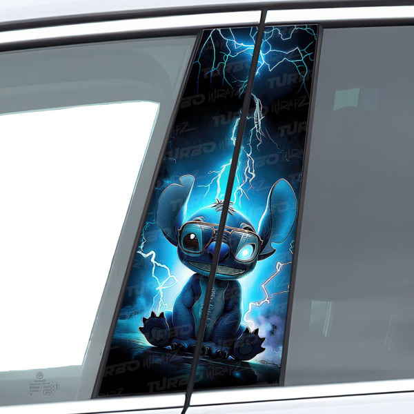Sticker for car pillar Stich z piorunami | TurboWrapz.com