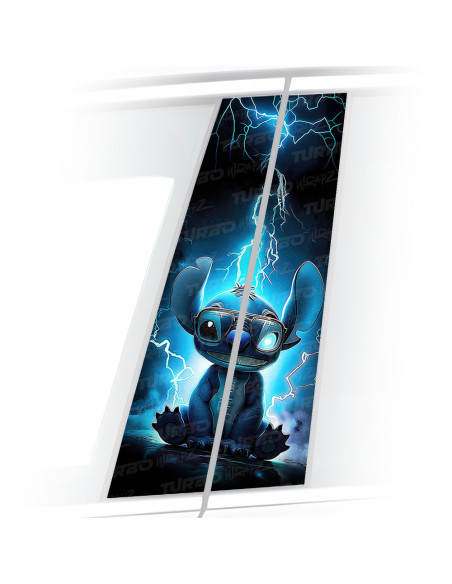 Sticker for car pillar Stich z piorunami | TurboWrapz.com