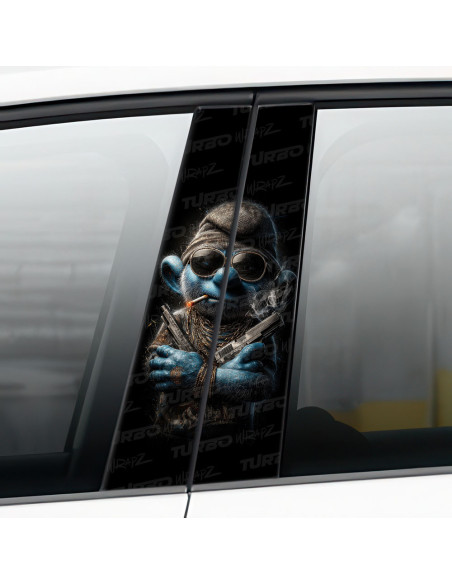 Naklejka na słupek samochodowy Smerf gangster 3 | TurboWrapz.com