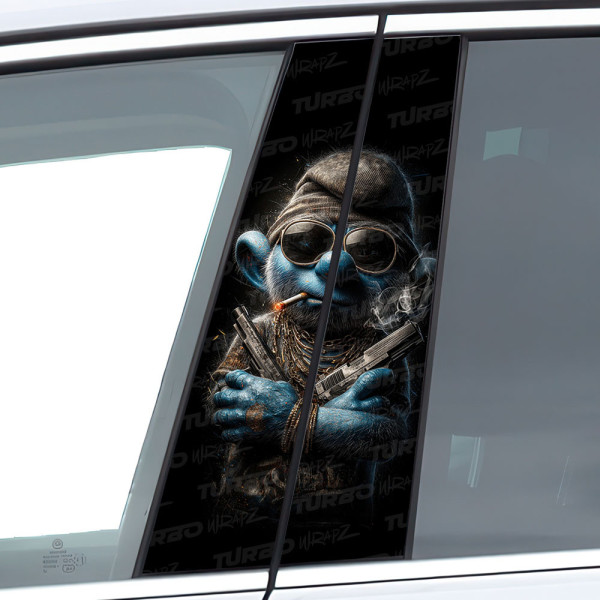 Naklejka na słupek samochodowy Smerf gangster 3 | TurboWrapz.com