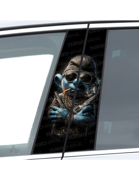 Naklejka na słupek samochodowy Smerf gangster 3 | TurboWrapz.com