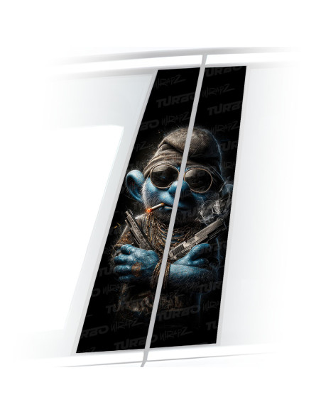 Naklejka na słupek samochodowy Smerf gangster 3 | TurboWrapz.com