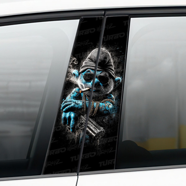 Naklejka na słupek samochodowy Papa Smerf gangster | TurboWrapz.com