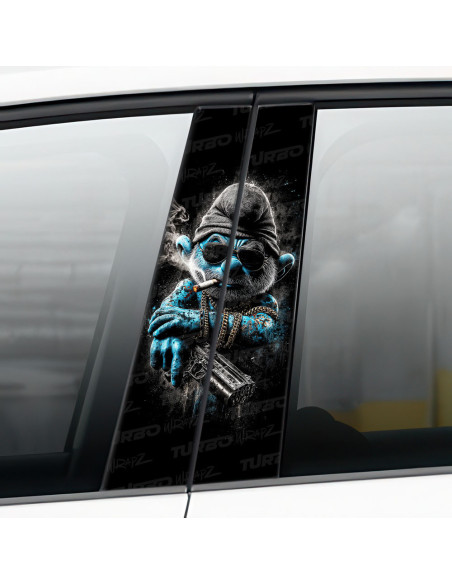 Naklejka na słupek samochodowy Papa Smerf gangster | TurboWrapz.com