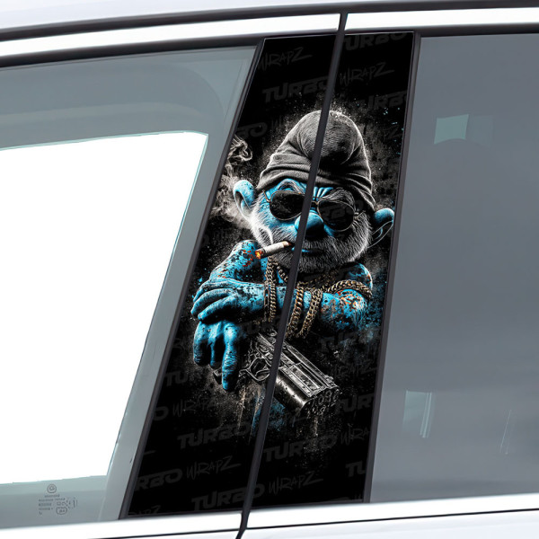 Naklejka na słupek samochodowy Papa Smerf gangster | TurboWrapz.com