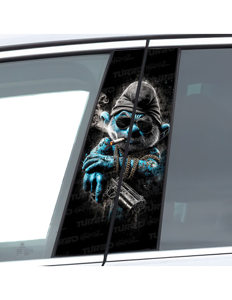 Naklejka na słupek samochodowy Papa Smerf gangster | TurboWrapz.com