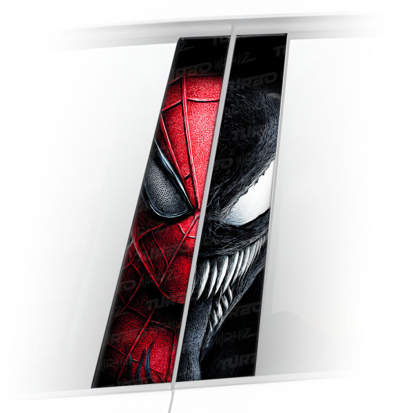 Sticker for car pillar Spiderman vs Venom | TurboWrapz.com